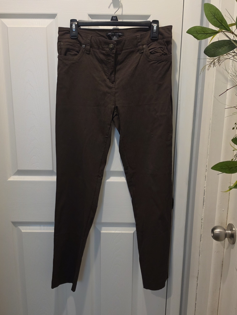 Zac & Rachel Brown Stretch Straight-Leg Career Pants - Size 10